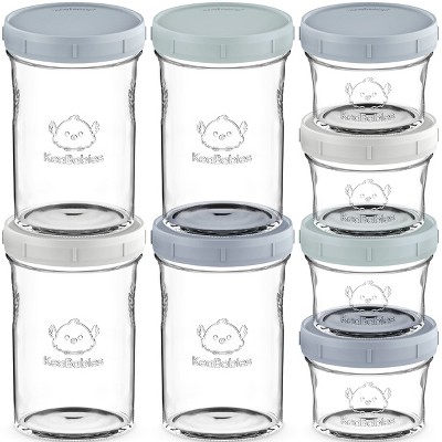 8pk Prep Baby Food Storage Containers, Leak-Proof, BPA Free Glass Baby Food Jars for Feeding