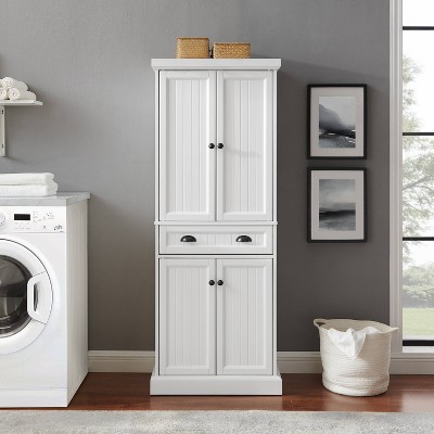 White Beadboard Pantry with Adjustable Shelves