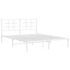 vidaXL White Metal Bed Frame-Double with Headboard, Steel Construction, 59.1"x78.7" Mattress Compatible, Under-Bed Storage, Modern Bedroom Furniture - 2 of 4