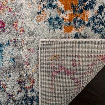 Light Grey and Fuchsia Floral Motif Rectangular Runner