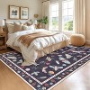 8x10 Black Washable Rug, Modern Floral Insect Carpet, Ultra-Thin Non-Slip Large Low Pile Floor Cover for Bedroom, Living Room, Office, Classroom - 3 of 4