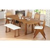 CAVINAS Dining Table Set for 6 Modern Extendable Trestle Wood Dining Table Set with 4 Wicker Back Chairs and Bench for Kitchen - 2 of 4