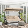 Free Standing Swing Bench, Porch Swing with Stand, Adjustable Canopy, Cushion and Pillows - 2 of 4