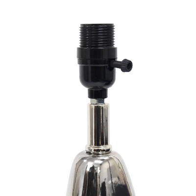 21.5" Chrome and Blue Stacked Stone Nightstand Lamp