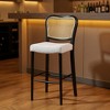 HomeRoots 31" White and Black Fabric and Solid Wood Bar Height Bar Chair - 2 of 4