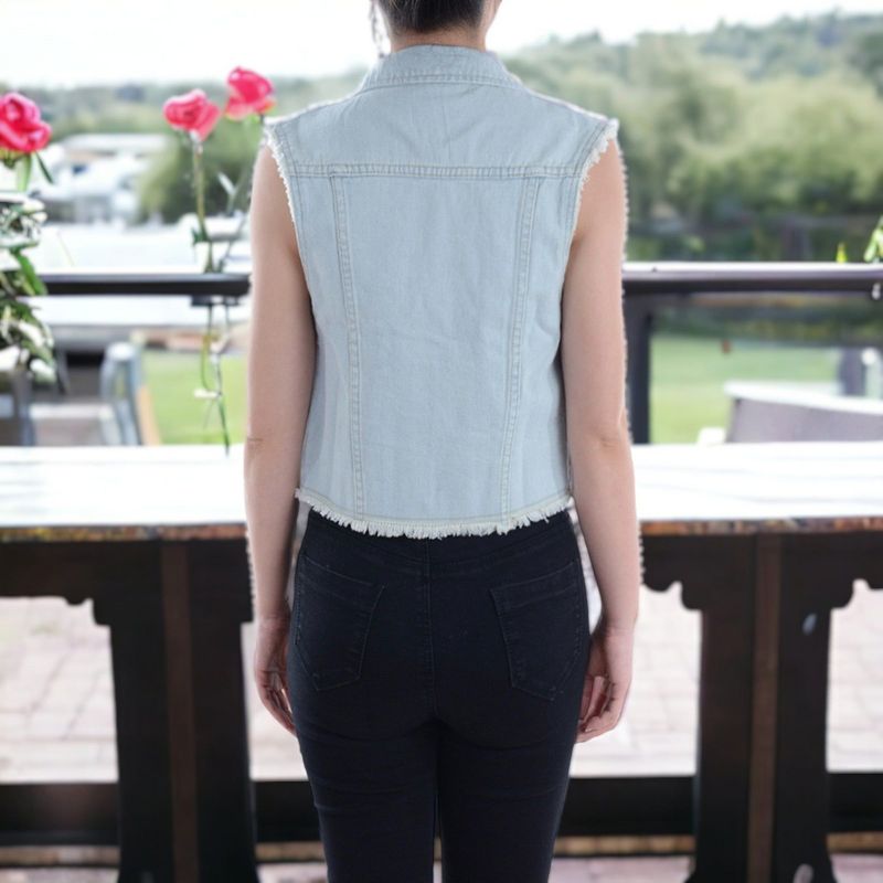 Anna-Kaci Women's Distressed Denim Crop Vest, 4 of 7