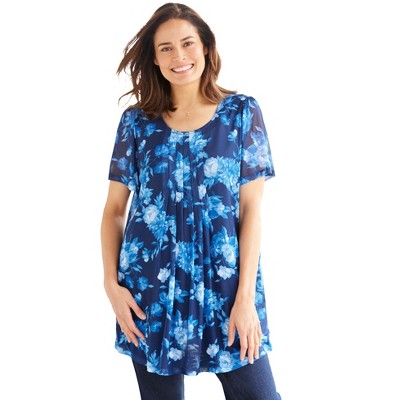 Woman Within Plus Size Miracle Mesh Overlay Tunic