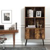 Costway 2-Tier Retro Bookcase Bookshelf w/3 Compartment&2 Doors Industrial Cabinet - 3 of 4