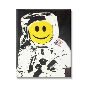Wall Art by Juan Sly Smiley Face Astronaut Urban Style Kids' Unframed Canvas - Stupell Industries: Digital Art, Outer Space, Vertical, MDF - 1 of 4