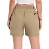 Womens 5" Inseam Hiking Shorts Zipper Multi-Pocket Cargo High-Rise Hiking Shorts Elastic Multifunctional Waist - 2 of 4