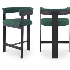 Meridian Furniture,Romeo Green Boucle Fabric Counter Stool, Set of 2 - 1 of 4