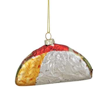 Northlight 4" Silver and Gold Taco Glass Christmas Ornament
