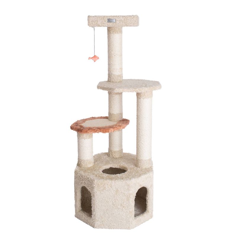 Armarkat Premium Real Wood Jackson Galaxy Approved Cat Tree, Multi Levels with Perch and Playhouse - Khaki, 1 of 8