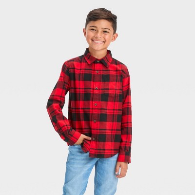 Boys' Long Sleeve Plaid Hoodie Shacket - Cat & Jack™ Beige : Target