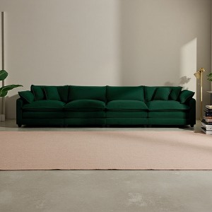 4-Seater Corduroy Sofa with Arm Pillows & Throw Pillows - 1 of 4
