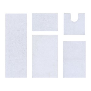 Micro Plush Collection 100% Polyester Solid Tufted 5 Piece Bathroom Rug Set with Gel Form Backing, Machine Washable - 1 of 4