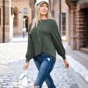 Amaryllis Women's Long-Sleeve Casual Boat Neck Loose-Fit Blouse Soft Stretchy Knit - 3 of 4