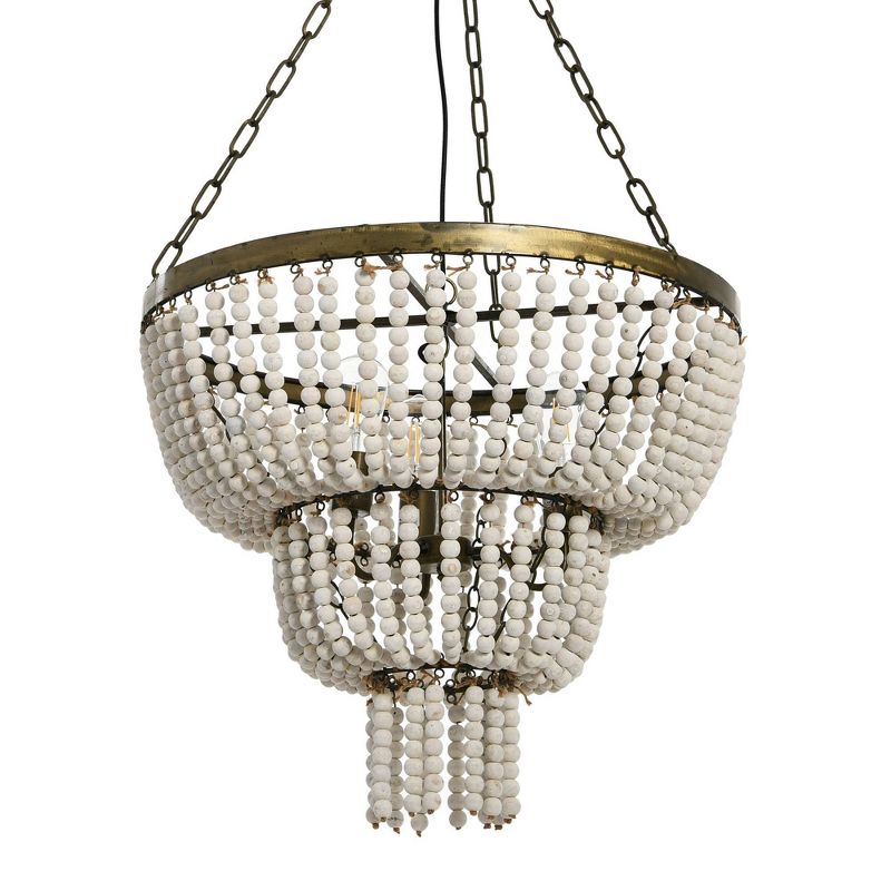 Storied Home 2-Tier Draped Wood Bead Chandelier, 5 of 17