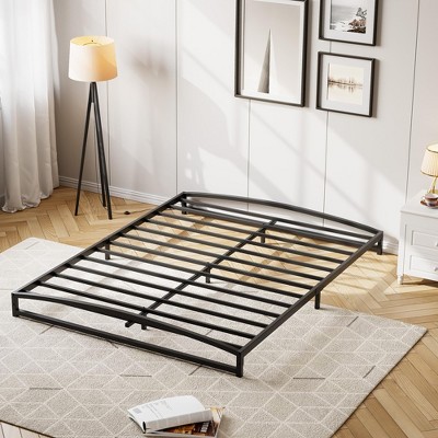 6''-16'' Bed Frame, Heavy Duty Metal Platform with Steel Slats & Ample Under Bed Storage, No Box Spring Required, Quick Assembly, Black