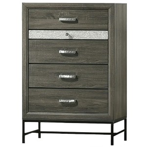 Royal Hampton Tall Dresser Chest, 4 Drawers w 1 Jewelry Tray, Glam Silver, Gray - 1 of 1