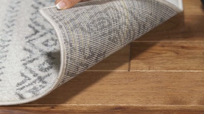 Ivory and Fuchsia Square Boho Chic Area Rug