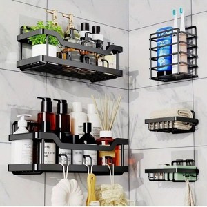 Attop 5-piece shower storage rack, no-drill adhesive shower rack, rust-proof stainless steel, suitable for bathrooms, kitchens and storage spaces - 1 of 4