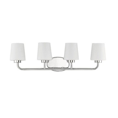 Capra Polished Nickel 4-Light Vanity with White Opal Glass Shades