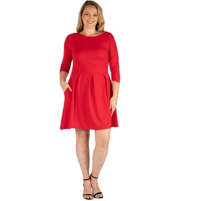 Women's Plus Size Classic Belted Dress 24seven Comfort Apparel