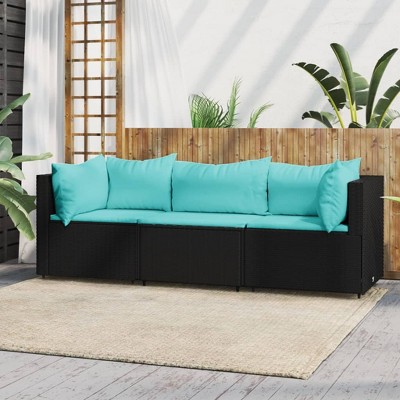 VidaXL 2 Piece Patio Lounge Set with Cushions Poly Rattan Gray