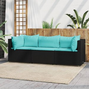VidaXL 2 Piece Patio Lounge Set with Cushions Poly Rattan Gray - 1 of 4