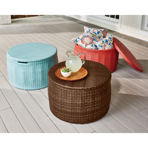 BrylaneHome Santiago Round Storage Table Brown