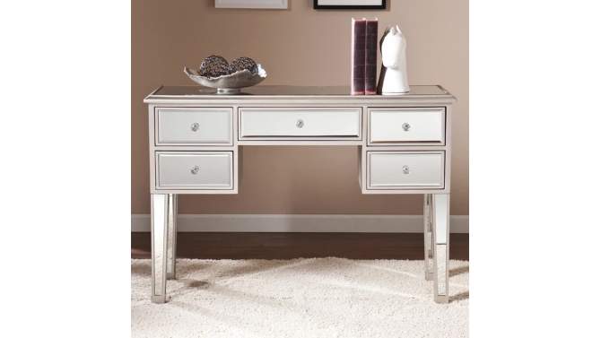 Tobias Mirrored Desk/Console Table - Silver - Aiden Lane, 2 of 7, play video