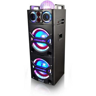  Pyle PSUFM1043BT 200 Watt Portable Outdoor Bluetooth Speaker Karaoke System with Flashing Party Lights and Wireless Microphone Included 