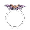 Guili Sterling Silver Rose Gold-Plated Butterfly Ring with Multi-Color Cubic Zirconia for a Vibrant, Timeless Look. Sizes 5-10. - 2 of 3