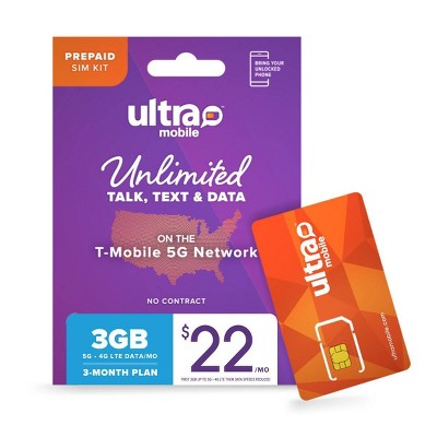 Ultra Mobile 3 Month $22/mo (3GB) SIM Kit