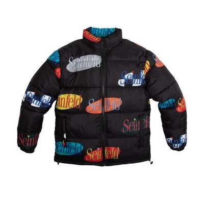 Seinfeld Logo All-Over Print Long Sleeve Black Adult Puffer Jacket