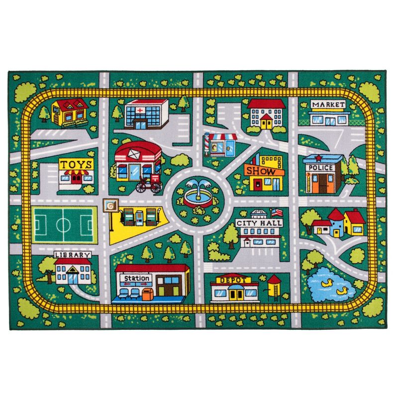 World Rug Gallery Kids Educational Learning City Life Road Non Slip Area Rug, 1 of 11