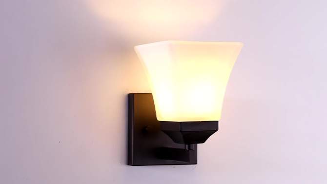 LED Iron/Glass Staunton Modern Cottage Wall Light - JONATHAN Y, 2 of 5, play video