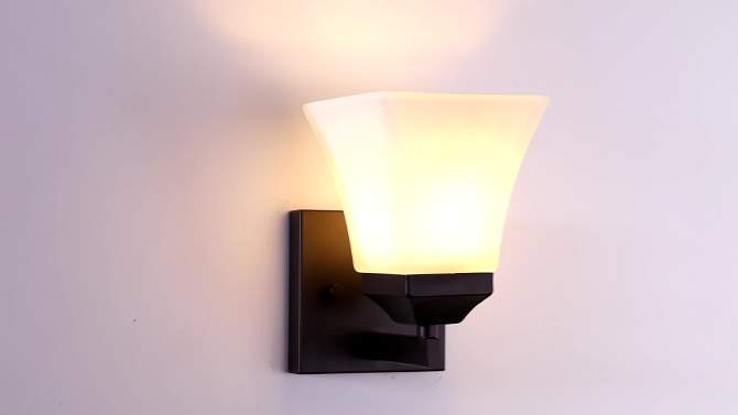 LED Iron/Glass Staunton Modern Cottage Wall Light - JONATHAN Y, 2 of 6, play video