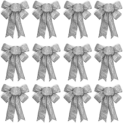 Bright Creations 12 Pieces 7x9 Christmas Bows Organza Xmas Gift Wrapping  Bowknot With Twist Tie, Silver Glitter : Target