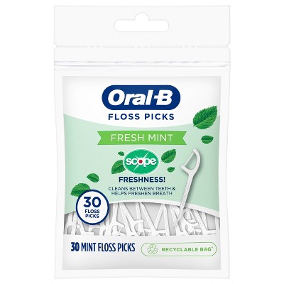 Oral-B Burst of Scope Dental Floss Picks, Fresh Mint, 30 ct