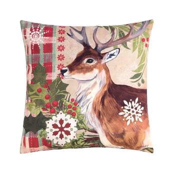 C&F Home 18" x 18" Winter Reindeer Indoor/Outdoor Decorative Throw Pillow