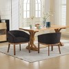 Modern Wood Barrel Dining Chairs with Arms, Linen Accent Chairs for Living Room, Upholstered Chairs for Kitchen or Dining Room-The Pop Home - 2 of 4