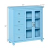 Storage Sideboard Cabinet with 4 Drawers and Glass Door Cupboard, Console Table for Living Room - 3 of 4