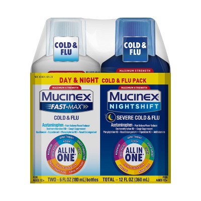 Mucinex Fast-Max Adult Liquid Cold & Flu Pack - Day & Night - 12 fl oz