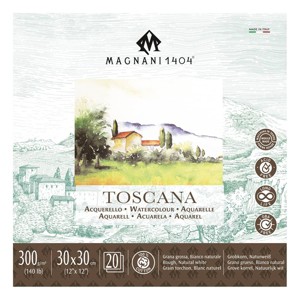 Magnani 1404 Toscana Rough 100% Cotton Watercolor Paper Pad, 20 Sheets, 140 lb, Acid-Free, UV Resistant, Deckled Edges, Vegan Sized Water Color Paper - 1 of 4