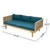 Outdoor 3 Seater Fabric Upholstered Sofa Bed,Acacia Wood Slat Panel Backrest Daybed,Rattan Armrests Patio Chaise Lounges-Coolbibila - 4 of 4