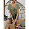 Imily Bela Women's Crochet Short Sleeve Top Drawstring Shirt Lace-Up Beach Top - 4 of 4
