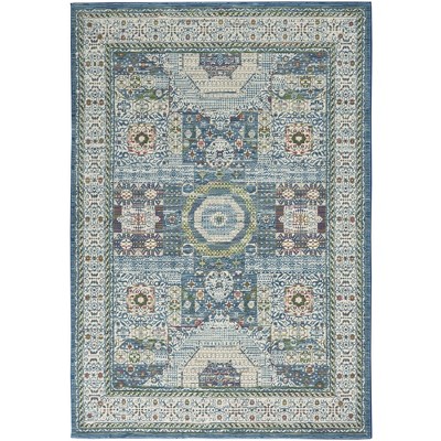 Nourison Global Vintage Ivory Light Blue Bohemian Indoor Rug