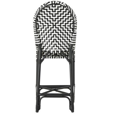 Shea Black and White Wicker Indoor/Outdoor Counter Stool